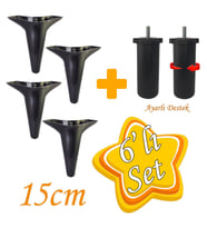 Zelve 6'Lı Set Mobilya Tv Ünitesi Çekyat Koltuk Kanepe Ayarlı M8 Destek Ayağı 15 Cm Siyah Baza Ayak