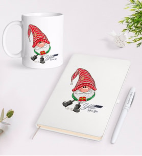 BK Gift Kişiye Özel Yılbaşı Mutlu Yıllar Tasarımlı Beyaz Defter Kalem Kupa Seti - 11