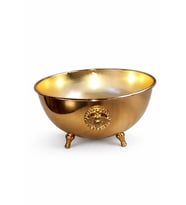 Alfa Vazo Model Metal Kaplama Dekoratif Kase 26 cm  Gold Ayaklı Şık Salon & Masa Aksesuarı
