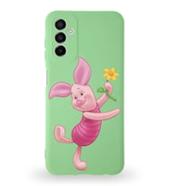 Samsung Galaxy A04s Uyumlu Lansman Kılıf Altı Kapalı İçi Kadife  Piglet Tasarımlı  Kapak (Şeffaf)