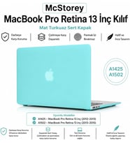 MacBook Pro 13 İnç Kılıf A1425 A1502 Uyumlu Sert Kapak Hard Case Koruyucu Retina 13 İnç Laptop Kılıfı Çizilme ve Darbelere Dayanıklı İnce Hafif Tam Korumalı Kapak Turkuaz