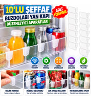 Mey İthalat® 10'luŞeffaf Buzdolabı Yan Kapı Düzenleyici Buzdolabı Dolap İçi Bölümleyici Aparatlar