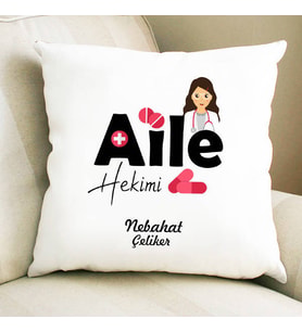 Kişiye Özel Aile Hekimine Hediye Kare Yastık