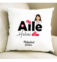 Kişiye Özel Aile Hekimine Hediye Kare Yastık