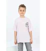 Toontoy Erkek Çocuk Göğsü Üçgen Nakışlı Tişört (Açık Lila)