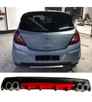 Opel Corsa D Kırmızı Difüzör Çiftli Yuvarlak Egzoz Görünümlü D Tip Difizör