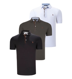 ÜÇLÜ SET T8582 DEWBERRY ERKEK T-SHIRT-SİYAH-BEYAZ-HAKİ (Karışık)