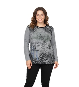 Kadın Yumoş Taşlı Baskılı Bluz BGL-ST05068