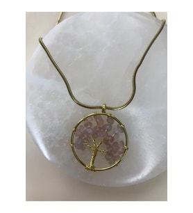 Aşk Taşı Pembe Kuvars Çelik Kolye