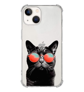 PrintiFy Apple iPhone 13 Mini Uyumlu Kedi 3 Baskılı Şeffaf Köşe Korumalı Antişok Kılıf