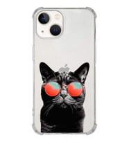 PrintiFy Apple iPhone 13 Mini Uyumlu Kedi 3 Baskılı Şeffaf Köşe Korumalı Antişok Kılıf
