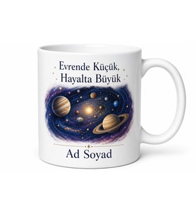 Gezegen Temalı Baskılı Kupa Bardak Uzay Desenli Porselen Hediye Mug