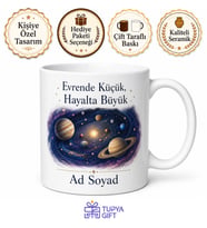 Gezegen Temalı Baskılı Kupa Bardak Uzay Desenli Porselen Hediye Mug
