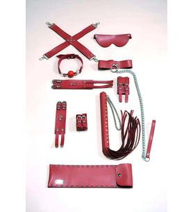 Giyim Kırbaç Kelepçe Set, 7'li Takım, Ayak - El Kelepçesi, Maske, Ağız Topu - Brf1311