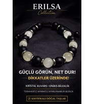 Sertifikalı Oniks Kristal Kuvars Taşı Bileklik - 8 mm Doğal Taş Terahertz Aparatlı Unisex El Yapımı (Çok Renkli)