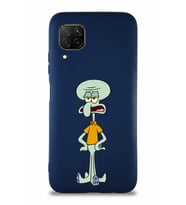Huawei P40 Lite Soft Premier Kapak Squidward Dokunaç Tasarımlı Silikon Kılıf - Lacivert (Şeffaf)