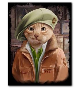Cakatablo MDF (Ahşap) Tablo Pilot Montlu ve Komando Bereli Sarı Kedi
