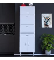Modilayn VİYA 60x194.6x56 cm, 1 Çekmece Ve 5 Kapaklı, Mutfağınıza Özel Ekmeklikli Kiler Dolabı.