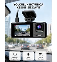 3 Kameralı Araç Dvr 1080p Ön + Hd Arka + İç Kamera Döngü Kayıt 2’’ Ekran