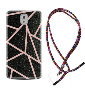 Samsung Note 3 4 5 8 9 20 Ultra 10 Lite Kılıf Boyun Asklı Rasta Silikon Pembe Şeritli Mermer 1312