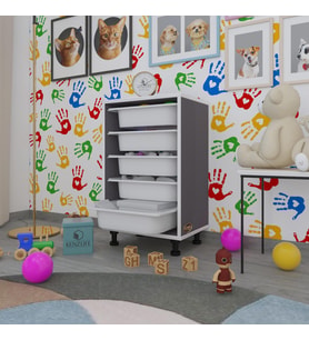Kenzlife sepetli mutfak dolabı ruberu gri 074x45x30 banyo oyuncak çamaşır beyaz 5 li sepet (Karışık)