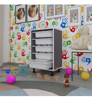 Kenzlife sepetli mutfak dolabı ruberu gri 074x45x30 banyo oyuncak çamaşır beyaz 5 li sepet (Karışık)