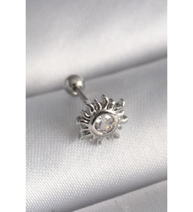 Gümüş Renk Zirkon Taşlı Güneş Tragus Piercing - EBJ241123W29430