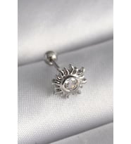 Gümüş Renk Zirkon Taşlı Güneş Tragus Piercing - EBJ241123W29430