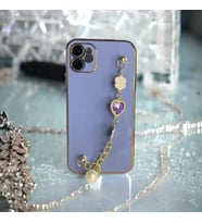 IPHONE 11 Uyumlu zincirli taşlı silikon telefon kılıfı