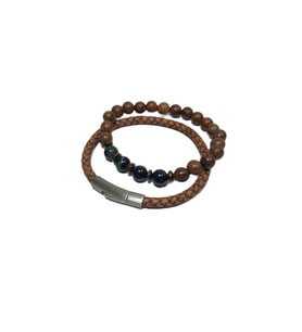 JTSS26BLK1700 HAKİKİ DERİ PASLANMAZ ÇELİK KİLİT JASPER ve HEMATİT DOĞALTAŞ KUTULU GARANTİLİ SERTİFİKALI JANTİ KOMBİN BİLEKLİK