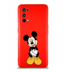 Realme 7 Pro Soft Premier Kapak Mickey Mouse-A Tasarımlı Silikon Kılıf - Kırmızı (Şeffaf)