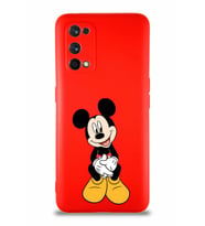 Realme 7 Pro Soft Premier Kapak Mickey Mouse-A Tasarımlı Silikon Kılıf - Kırmızı (Şeffaf)