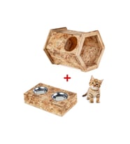 Özel Tasarım İç Mekan Kedi Evi ve Mama Kabı Seti