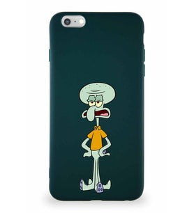 Apple iPhone 6 Plus Soft Premier Kapak Squidward Dokunaç Tasarımlı Silikon Kılıf - Yeşil (Şeffaf)