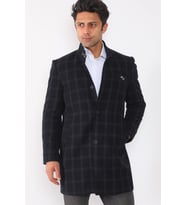Dewberry Erkek Yün Karışımlı Palto Desenli Lacivert PLT8367 Günlük Dış Giyim, Şehir Stili, Seyahat Gardırobu