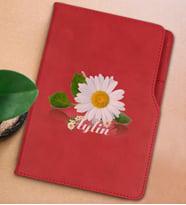 BK Gift Kişiye Özel Papatya Temalı Kırmızı Termo Deri Not Defteri 15x21cm-4