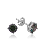 Gümüş 5 mm Mistik Topaz Çivili Küpe CSR2185361