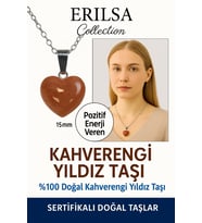 Sertifikalı Kalp Model Mini Kahverengi Yıldız Taşı Kolye – Motivasyon ve İçsel Parlaklık Taşı (Çok Renkli)