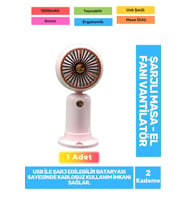 Sessiz 2 Kademeli Hafif Kablosuz 1200mAh Pervaneli Taşınabilir Usb Şarjlı Masa El Fanı Vantilatör