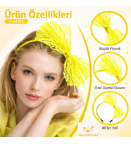 80’ler 90’lar Neon Sarı Dantel Taç Fiyonklu
