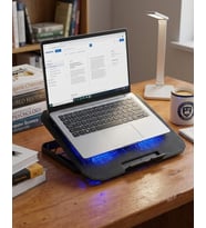 USB Girişli Laptop Soğutma Standı Çift Fan Mavi Işıklı Notebook Soğutucu