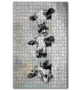 Cakapuzzle Anlamlı Bakışlı Üç İnek Görseli Puzzle Yapboz MDF (Ahşap) (120 Parça)
