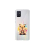 Samsung Galaxy A51 ile Uyumlu Splash Kapibara Tasarımlı Şeffaf Silikon Kılıf