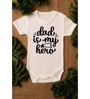 Unisex Bebek Dad Is My Hero Yazılı Ekru Çıtçıtlı