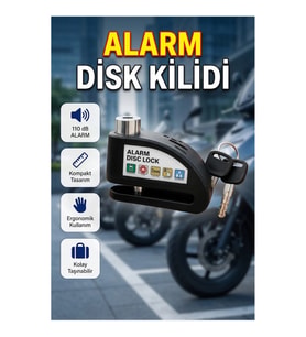 Alarm Disk Kilidi Çelik Gövdeli 110 dB Motosiklet ve Bisiklet Güvenlik Kilidi