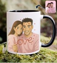 BK Gift Kişiye Özel Ghibli Tarzı Karikatür Tasarımlı Siyah Kupa Bardak-1, Arkadaşa Hediye, Sevgiliye Hediye