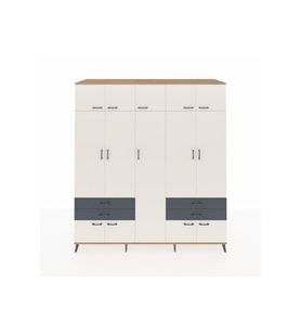 Kronos Dolap 12 Raflı 4 Çekmeceli 2 Askılı 220x59x243 Çam-Aytaşı/Antrasit