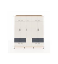 Kronos Dolap 12 Raflı 4 Çekmeceli 2 Askılı 220x59x243 Çam-Aytaşı/Antrasit