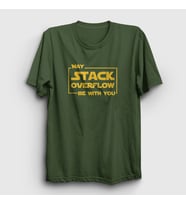 Presmono Unisex Haki Stack Overflow Developer Yazılımcı T-Shirt 340701tt (Haki)