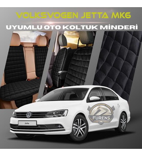 Volksvogen Jetta mk6 Siyah Renk Tay Tüyü Cepli & Terletmez Sırtlı Oto Koltuk Minder Seti - Koltuk Koruma Kılıfı (ÖN & ARKA TAM SET)
